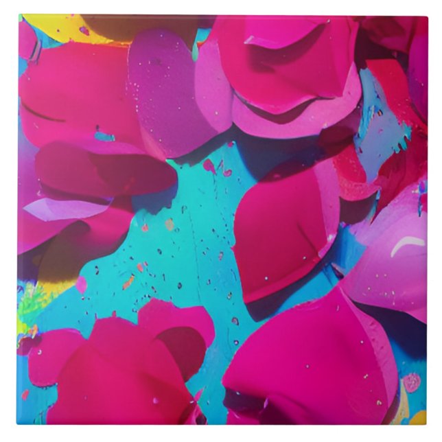 Azulejo Pétalos de rosa rosado floral (Frente)