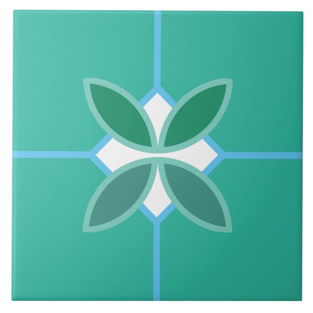 Azulejo Pétalos marinos, diamante azul y blanco sobre el c (Frente)