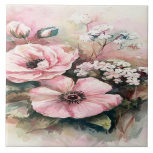 Azulejo Pétalos Pastel: una obra maestra de floral acuarel