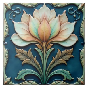 Azulejo Pétalos pasteles en Verde azulado