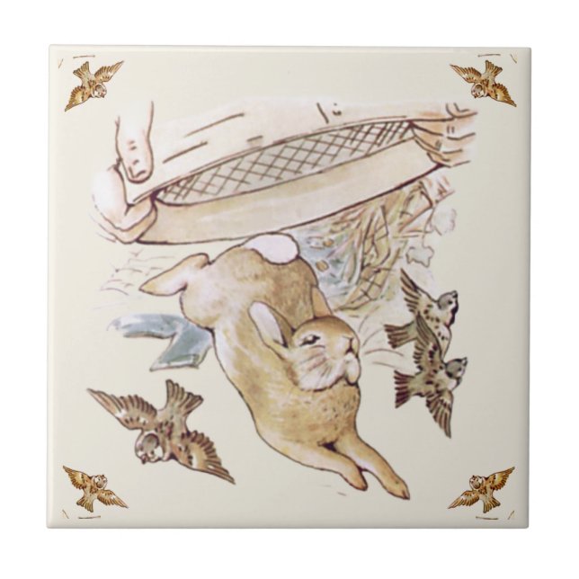 Azulejo Peter Rabbit Beatrix Potter McGregor Ceramic Tile (Frente)