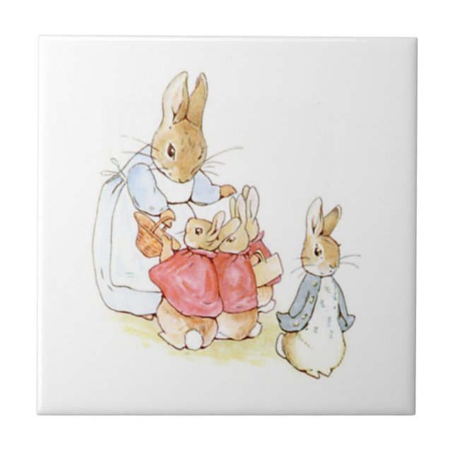 Azulejo Peter Rabbit y sus hermanas (por Beatrix Potter) (Frente)