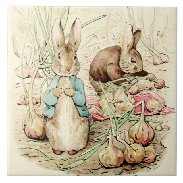 Azulejo Peter y Benjamin se unen por Beatrix Potter (Frente)