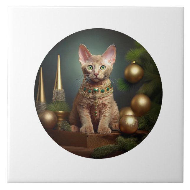 Azulejo Peterbald Kitten En Navidades (Frente)