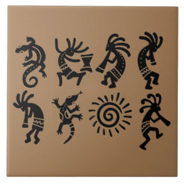 Azulejo Petroglifo del suroeste Kokopelli Brown