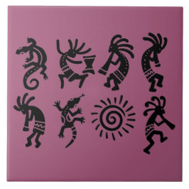 Azulejo Petroglifo del Suroeste Kokopelli Magenta