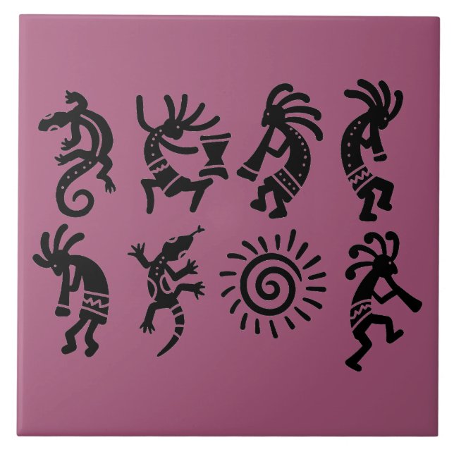 Azulejo Petroglifo del Suroeste Kokopelli Magenta (Frente)