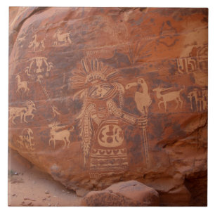Azulejo Petroglifo Indígena del Suroeste Americano