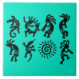 Azulejo Petroglifo suroeste Kokopelli Turquoise