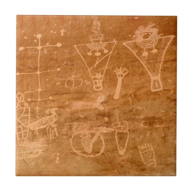 Azulejo Petroglifos del barranco de Sego - primaveras de (Frente)