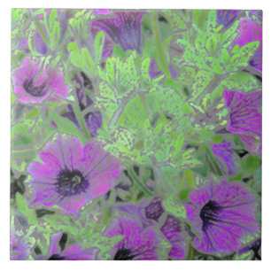 AZULEJO PETUNAS FLORALES CERAMICAS/PURPLE/EFFE PAINTERNA