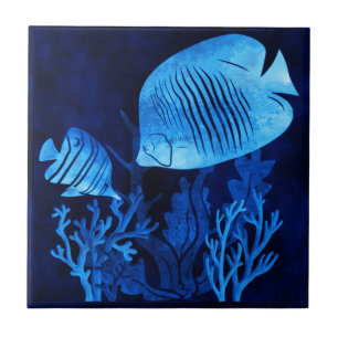 Azulejo Pez Azul Mares Profundos Vida Marina Tema Oceánico