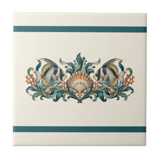 Azulejo Pez de Arrecife y Conchas Friso de Color Personali