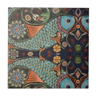 Azulejo Pez mosaico azul turquesa / Patrón moderno único