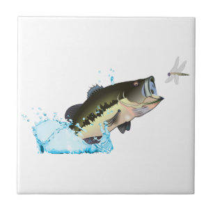 Azulejo Pez trasero después de libélula