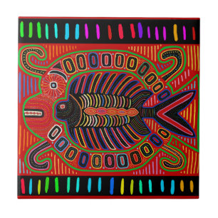 Azulejo Pez volador Mola indio Cuna