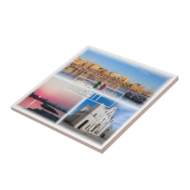 Azulejo PGL043 BARI, panorama de puesta de sol San Nicolás (Lado)