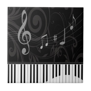 Azulejo Piano caprichoso y notas musicales