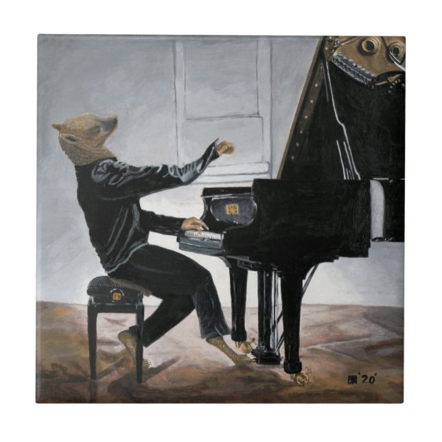 Azulejo Piano de Hyena Reproductor musical Fantasy Arte Ce (Frente)