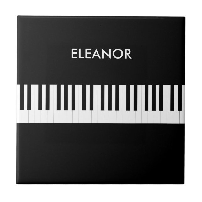 Azulejo Piano Keyboard Black and White Keys Personalized (Frente)