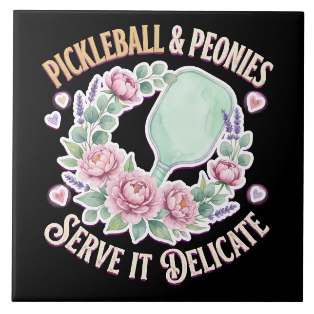 Azulejo Pickleball And Peonies Serve It Delicate (Frente)
