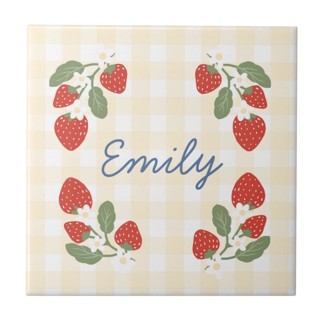 Azulejo Picnic Fiesta de fresa personalizada Berry Sweet (Frente)