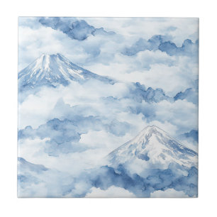 Azulejo Picos Brumosos – Paisaje Montañoso Acuarela (10)