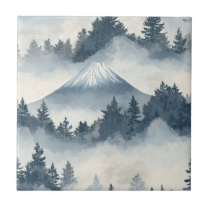 Azulejo Picos Brumosos – Paisaje Montañoso Acuarela (2)