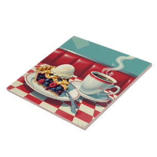 Azulejo Pie mixta de Berry, helado y café