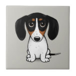 Azulejo Piebald Dachshund| Mosaico cerámico de cachorros<br><div class="desc">Piebald Dachshund,  color negro,  marrón y blanco. Visita el Doodle World de Jenn para más accesorios para el hogar y la oficina con este lindo perro y los diseños de perro más originales.</div>