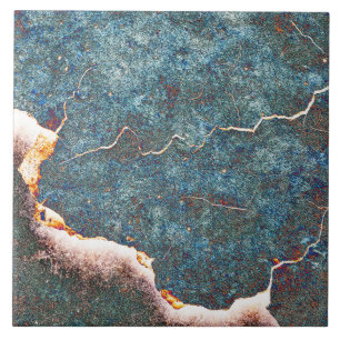 Azulejo Piedra Azul Abstracta Agrietada con Óxido