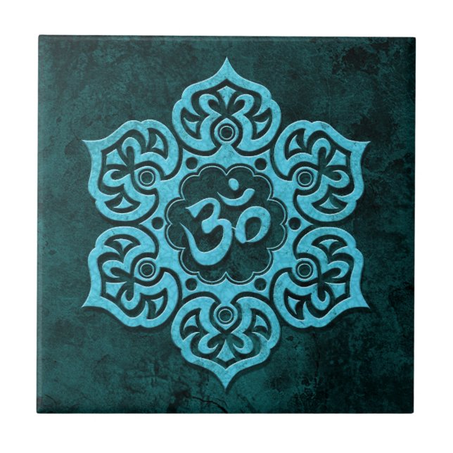 Azulejo Piedra azul OM floral (Frente)