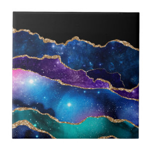 Azulejo Piedra de Ágata Galaxia Brillante y Reluciente Fal