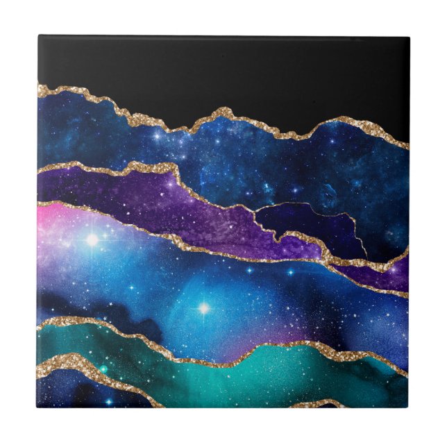Azulejo Piedra de Ágata Galaxia Brillante y Reluciente Fal (Frente)