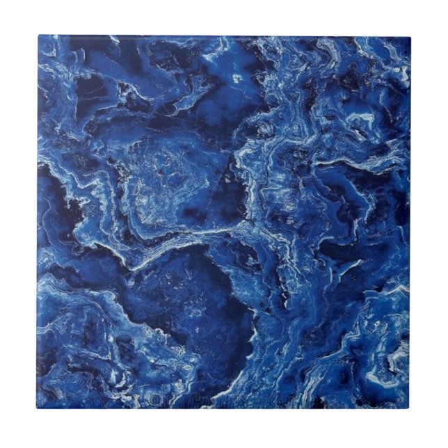 Azulejo Piedra De Mármol Azul Elegante Elegante (Frente)