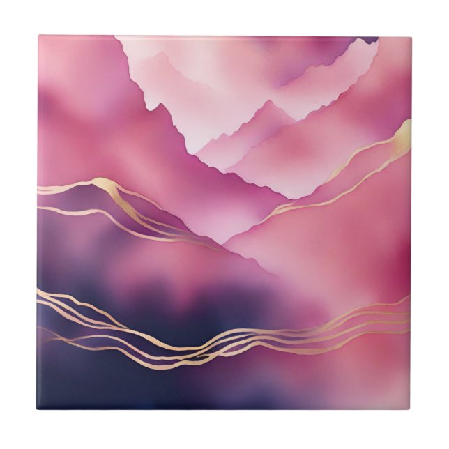 Azulejo Piedra de mármol metálico de oro rosa (Frente)