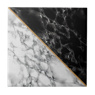 Azulejo Piedra falsa de mármol blanco y negro - Lujo