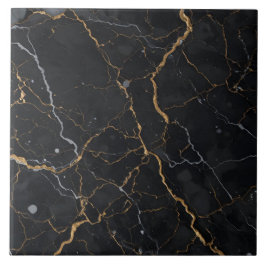 Azulejo Piedra negra con venas de oro y plata