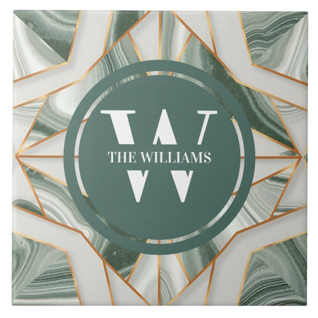 Azulejo Piedra Verde azulada verde de mosaico verde claro (Frente)