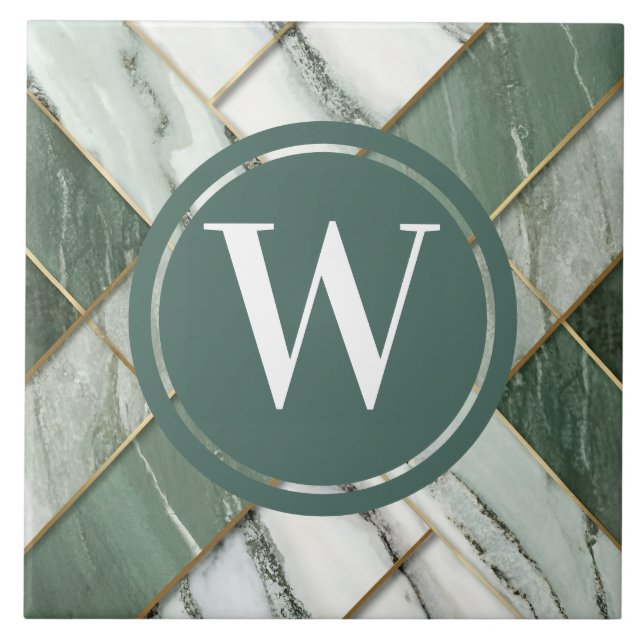 Azulejo Piedra Verde azulada verde de mosaico verde claro (Frente)