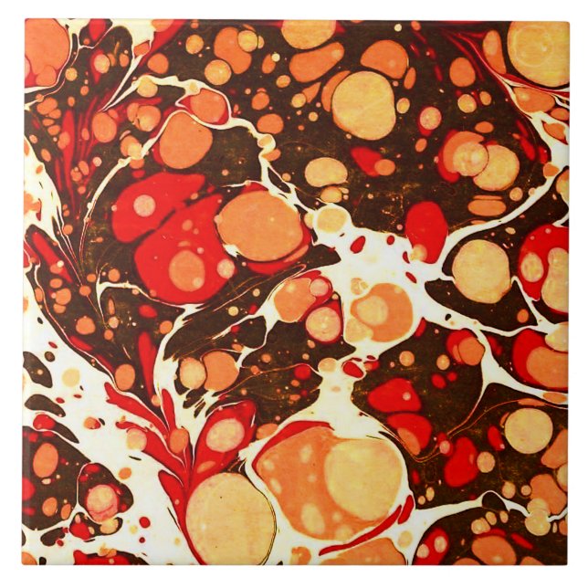 Azulejo Piedras abstractas naranjas marrones rojas lindas (Frente)
