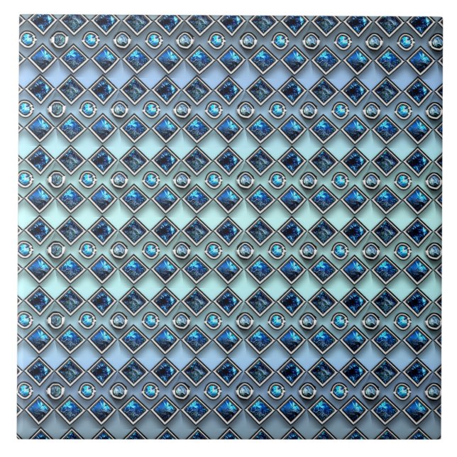 Azulejo Piedras azules en mosaico cerámico decorativo (Frente)