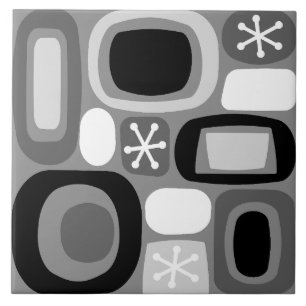 Azulejo Piedras de campo de la era atómica Blanco negro