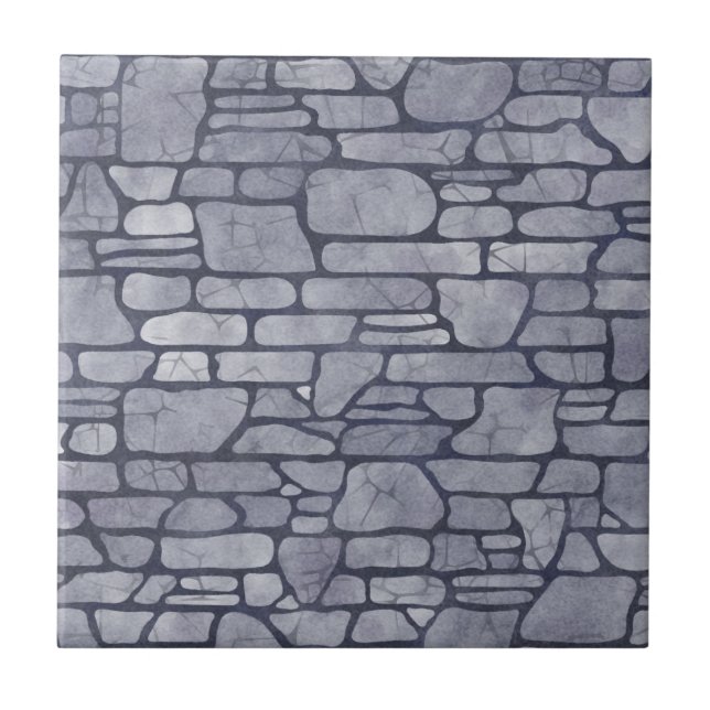 Azulejo Piedras estilizadas a mano Gris y baño negro (Frente)