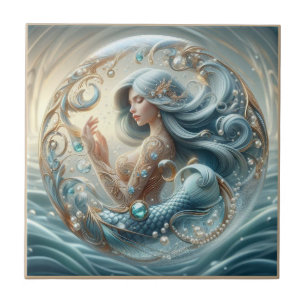 Azulejo Piedras Preciosas Falsas Sirena Efecto 3D Art No