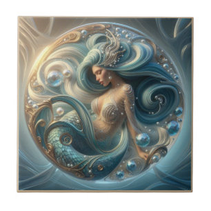 Azulejo Piedras Preciosas Falsas Sirena Efecto 3D Art No