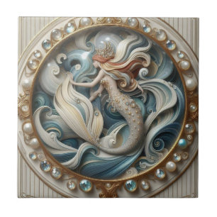 Azulejo Piedras Preciosas Falsas Sirena Efecto 3D Art No