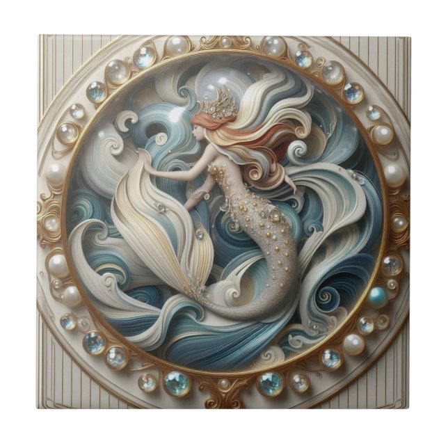 Azulejo Piedras Preciosas Falsas Sirena | Efecto 3D Art No (Frente)