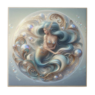 Azulejo Piedras Preciosas Falsas Sirena Efecto 3D Art No