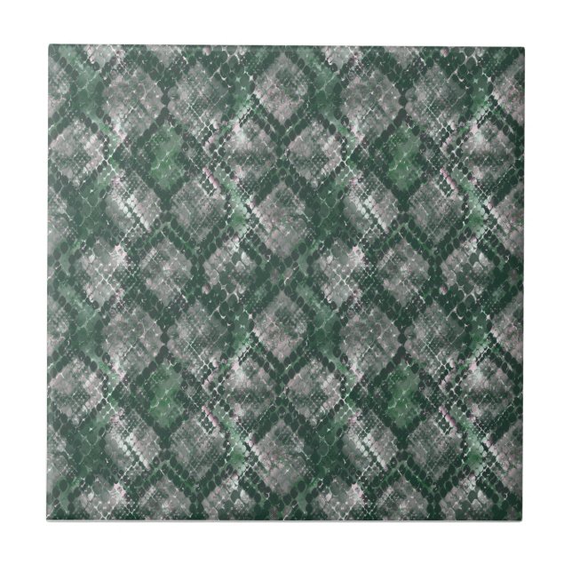 Azulejo Piel de serpiente imitación gris, verde. (Frente)